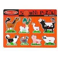 Melissa & Doug 10726 Farm Animals Sound Puzzle | Puzzles | Wood | 2+ | Gift for Boy or Girl, Multicolor, 3 cm*2.8575 cm*2.06375 cm