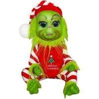 Grinch Inspired Doll In Christmas Pyjamas