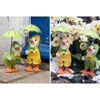 Raincoat Duck Garden Statues - 2 Colours - Green