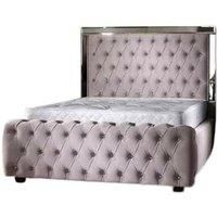 Chesterfield Grey Plush Velvet Mirrored Headboard - No Mattress!