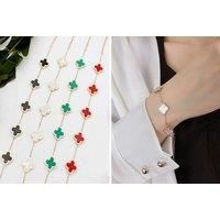 Elegant Steel Clover Charm Bracelet - 4 Colours - White