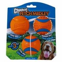 Chuckit! Fetch Medley Gen 3 Rubber Dog Balls, Ultra Ball, Rugged Ball, Fetch Balls for Dogs Launcher Compatible Dog Toy, Medium, 3 Pack