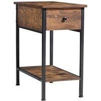 Industrial Style Side Table with Drawer and Shelf