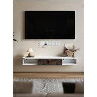 TV Unit Floating Wall Mounted TV Cabinet Shelves with Drawer