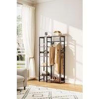 5 Tiers Rustic Brown Clothes Rack with Storage Shelves