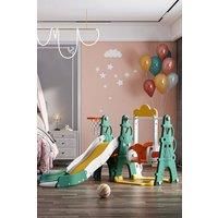 4-in-1 Kids Swing and Slide Set Toddler Climber and Slide Set Children's Play Climbing Slide Set with Basketball Hoop