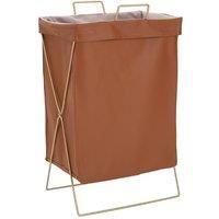 Collapsible PU Leather Laundry Hamper with Metal Frame