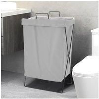 Collapsible PU Leather Laundry Hamper with Metal Frame