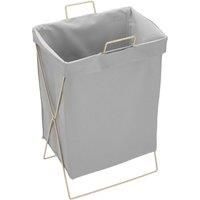 Collapsible PU Leather Laundry Hamper with Metal Frame