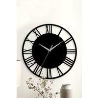 Silent Round Wood Wall Clock Decorative Roman Numeral