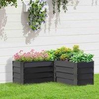 Livingandhome Outdoor Metal L-Shaped Raised Garden Bed