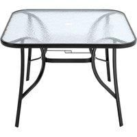 Livingandhome Tempered Glass Outdoor Coffee Table with Parasol Hole