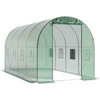 Livingandhome Outdoor Walk-in Tunnel 4M Greenhouse with Steel Frame - Green