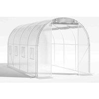 Livingandhome Outdoor Walk-in Tunnel 4M Greenhouse with Steel Frame - White