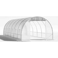 Livingandhome Outdoor Walk-in Tunnel 6M Greenhouse with Steel Frame - White