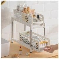 2 Tier Shelf Corner Organizer Bathroom Kitchen Storage Rack White