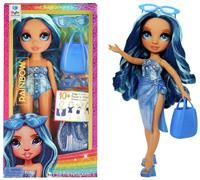 Rainbow High Swim & Style - Skyler (Blue) - 28 cm Doll with Shimmery Wrap to Style 10+ Ways - Removable Swimsuit, Sandals, Fun Play Accessories - Kids Toy - Great for Ages 4-12 Years