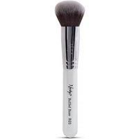 Nanshy Kabuki Foundation Brush for Liquid Makeup - Round Buffer Brush - Buffed Base R01 - Expert face for Buffing & Blending - (White/Chrome, Full Size)