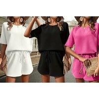 Women'S Waffle Co-Ord Set - 6 Colours! - Black