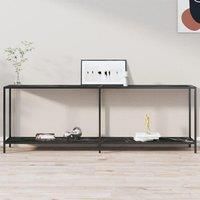 Console Table Black 220x35x75.5 cm Tempered Glass