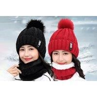 Knitted Scarf And Hat Set - 7 Colours - Red