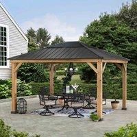 Sunjoy Cedar wood Gazebo BRURI - 393cm x 335cm, Anthracite