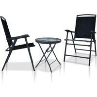 3 Piece Bistro Set Black Steel