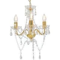 Chandelier with Beads Golden Round 3 x E14