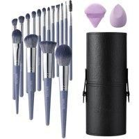 16 Pcs "Night-Elf" Professional Makeup Brush Set with Powder Puffs & Makeup Sponge