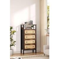 Drawer Rustic Rattan Storage Cabinet with Shelf