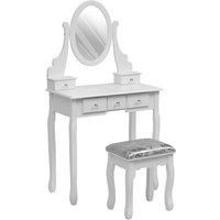 Modern Makeup Vanity Desk Set with Mirror and Stool