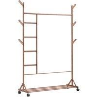 Bamboo Clothes Rack with Bottom Shelf Shoe Clothing Organizer