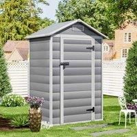 Livingandhome 4x6 Fts Garden Plastic Storage with Hinged Door - Grey