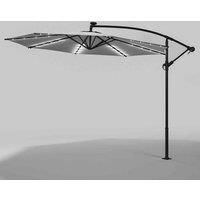 Livingandhome Outdoor 32 LED Crank Lift Lighted Parasol - Grey