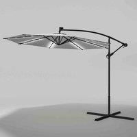 Livingandhome Outdoor 32 LED Crank Lift Lighted Parasol w/ Cross Base - Grey