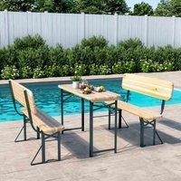 Livingandhome Rustic Folding Wooden Garden Bench & Table Set