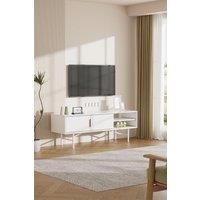 White Striped Wooden TV Stand