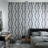 Noordwand Topchic Wallpaper Graphic Lines Diamonds Grey and Black