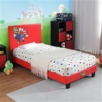 X ROCKER Official Super Mario Gaming Bed Frame Kids Single 3ft Faux Leather RED