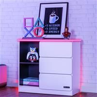 CarbonTek 3 Drawer Chest with Enhanced LED Lighting, white