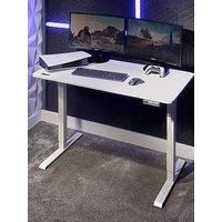 X-Rocker Ascend Height Adjustable Gaming Desk 120 x 60cm, Large Gaming Table with Adjustable Height 71-115.5cm, Seating and Standing Desk for Laptop Home Working Office Desk, Gaming PC Desk - WHITE