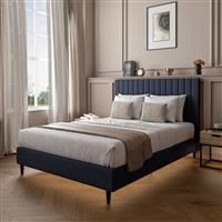 XR Living Maisie Fabric Bed Frame Double Navy Blue, Blue