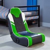 X-Rocker Shadow 2.0 Floor Rocker, Compact Foldable Low Video Gaming Chair with Built In Stereo Sound Speakers - Grey/Green