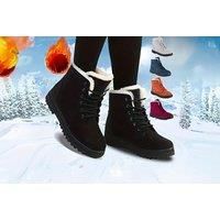 Non Slip Lace Up Ankle Warm Boots For Women In 5 Colours - Grey