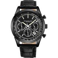 Rialto Chronograph Watch Quartz VWith Tachymeter 44mm Case Black Leather Band