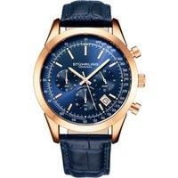 Rialto Chronograph Watch Quartz VWith Tachymeter 44mm Case Blue Leather Band