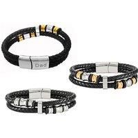 Men'S Genuine Leather Bracelet - Silver & Gold Options