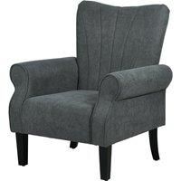 Upholstered High Back Thick Accent Rolled Armchair - 2 Colours - Grey