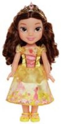 Disney Princess Belle Doll, 14” / 35cm Tall Doll with Royal Reflection Eyes Includes Shimmery Platinum Holofoil Printed Removable Dress, Shoes and Tiara, Perfect for Girls Ages 3+