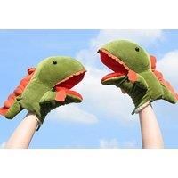 Pair Of Plush Dinosaur Gloves In 4 Colour Options - Pink